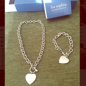 Lia Sophia heart necklace & bracelet.